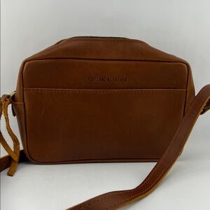 Portland Leather Men's Tan Leather Toiletry & Travel Pouch